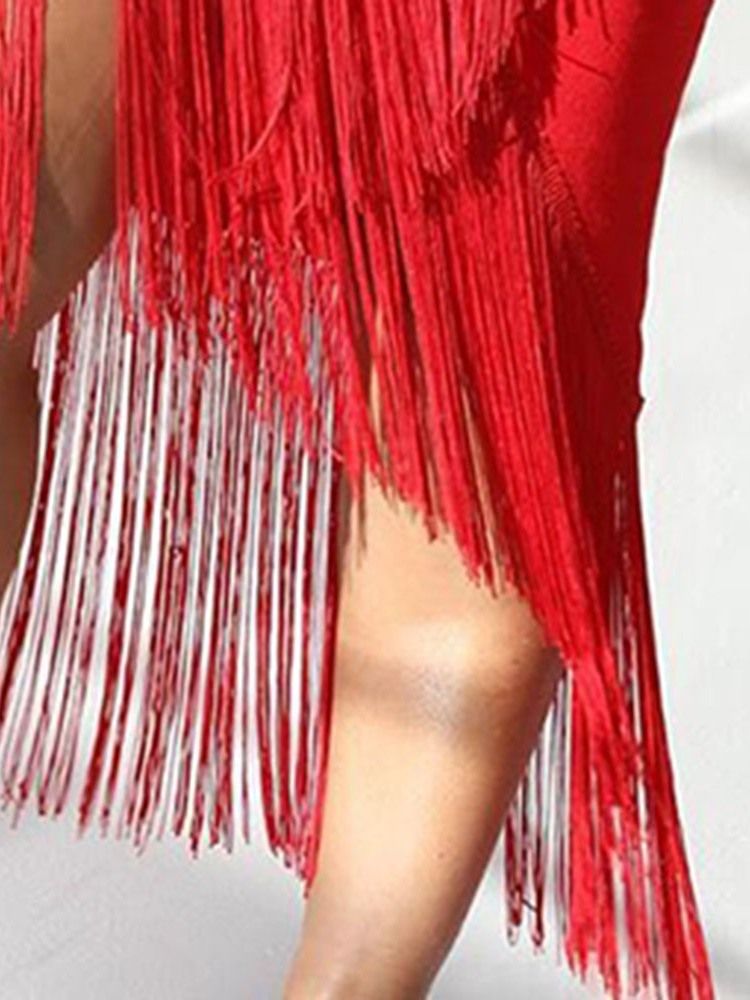 Scoop Tassel Mid-Calf Regular Plain Klänning