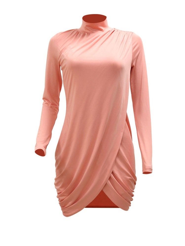 Ståkrage Långärmad Asymmetrisk Asymmetrisk Spring Bodycon Klänning