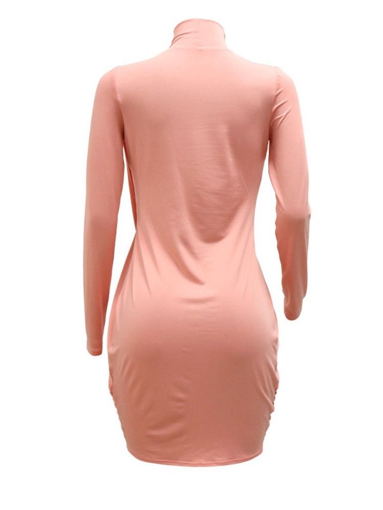 Ståkrage Långärmad Asymmetrisk Asymmetrisk Spring Bodycon Klänning