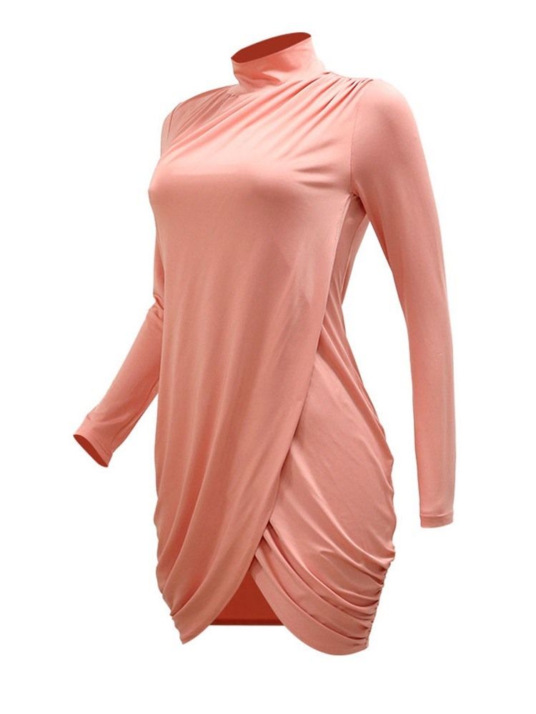 Ståkrage Långärmad Asymmetrisk Asymmetrisk Spring Bodycon Klänning