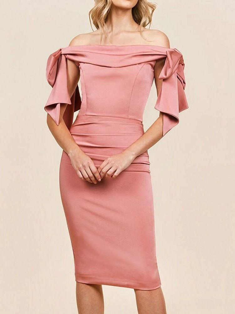 V-Ringad Långärmad Asymmetrisk Asymmetrisk Färgblock Bodycon Klänning