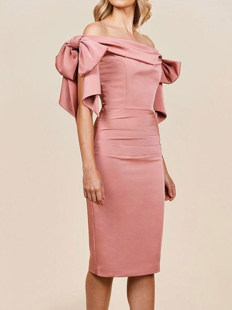 V-Ringad Långärmad Asymmetrisk Asymmetrisk Färgblock Bodycon Klänning