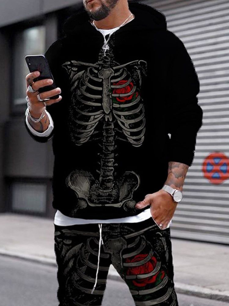 Casual Skull Print Höstoutfit