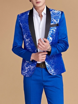 Casual Suit Blazer Byxor För Män Med Tryck