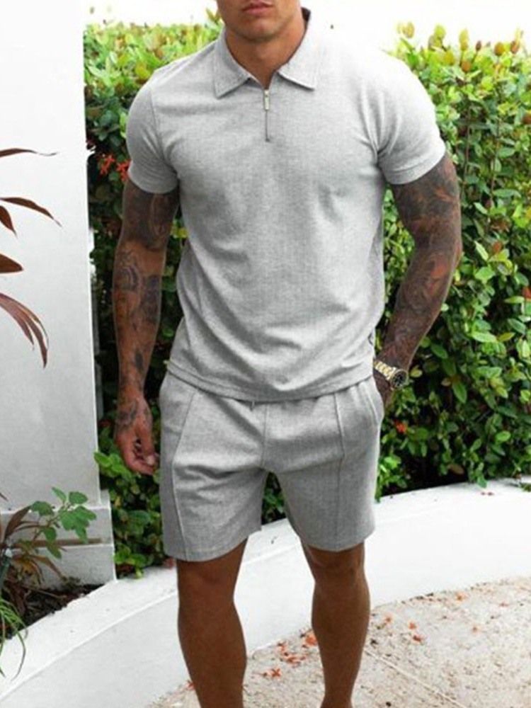 Casual Vanlig T-Shirt Herrkläder