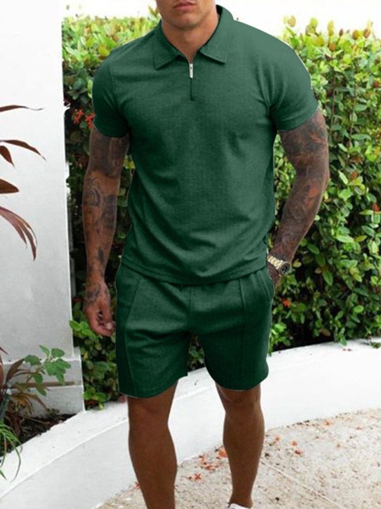 Casual Vanlig T-Shirt Herrkläder
