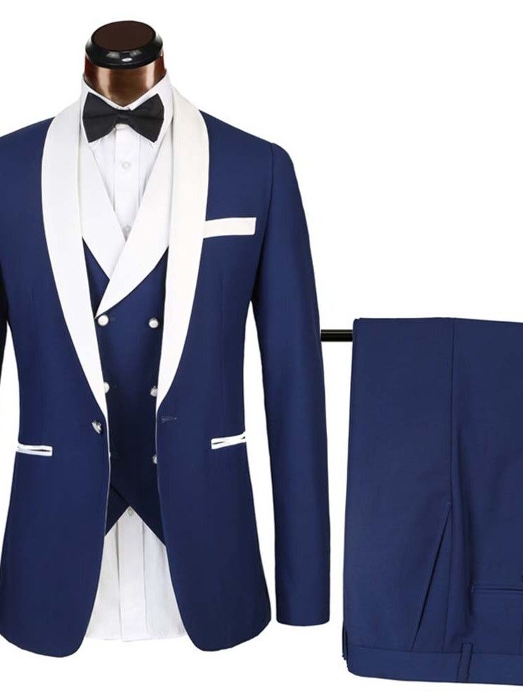 Color Block Blazer One Button Herrklänning