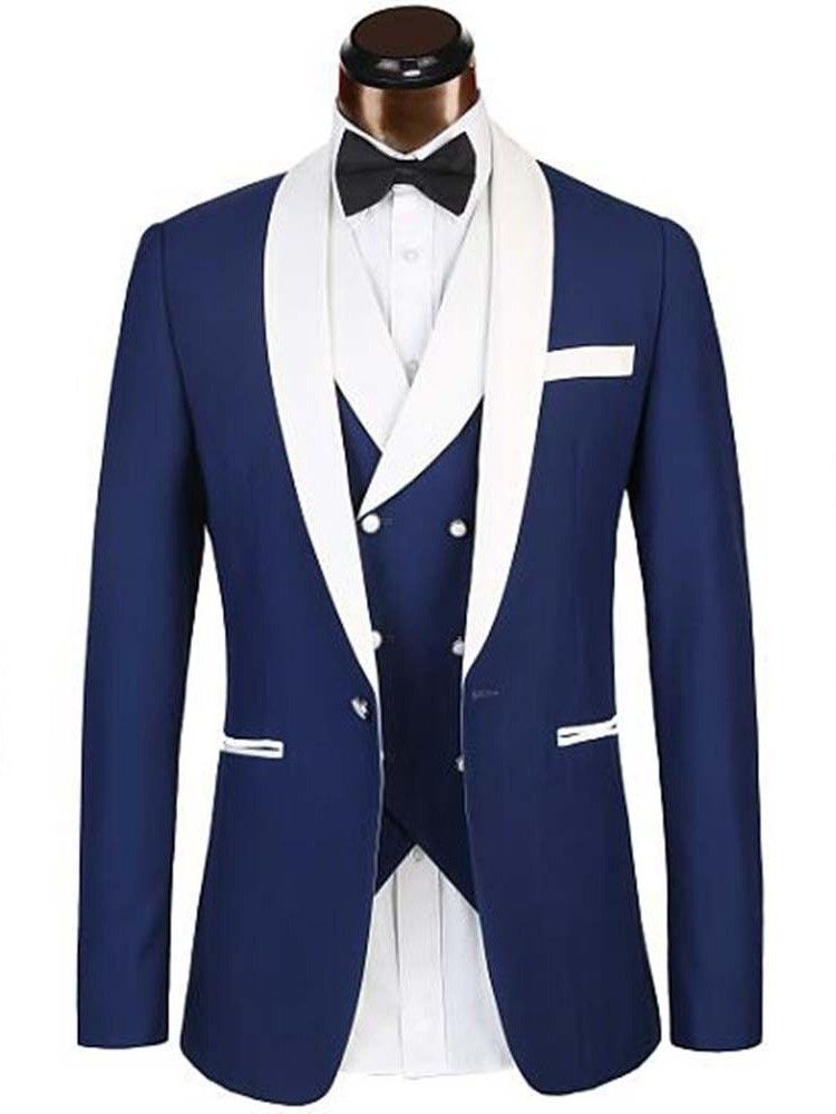 Color Block Blazer One Button Herrklänning