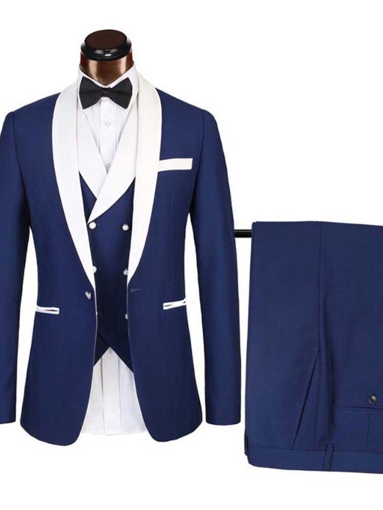 Color Block Blazer One Button Herrklänning