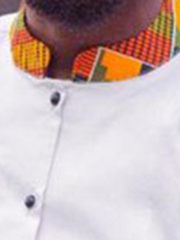 Dashiki Patchwork Color Block För Män Casual Outfit