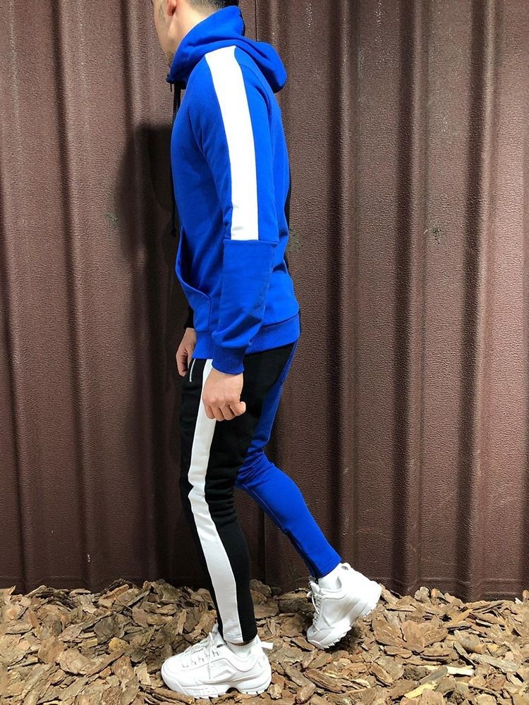 Färgblock Dragkedja För Män Sportoutfit