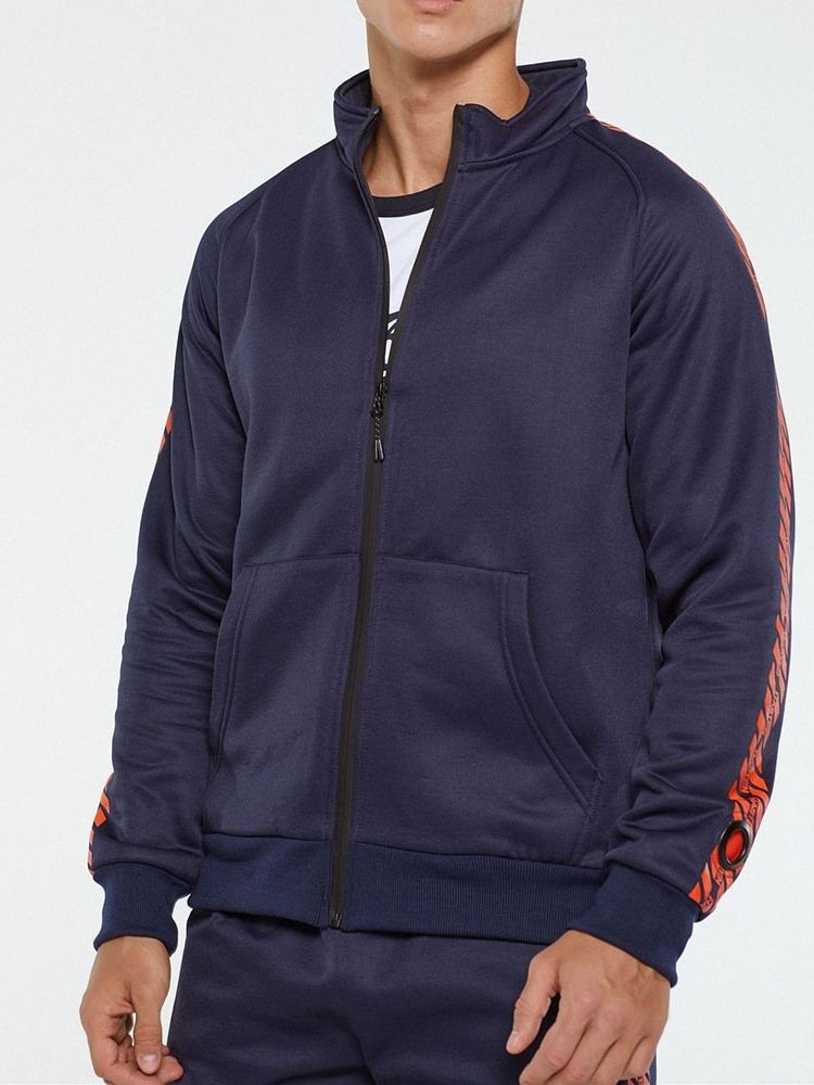 Jacka Casual Color Block Höst Outfit För Män