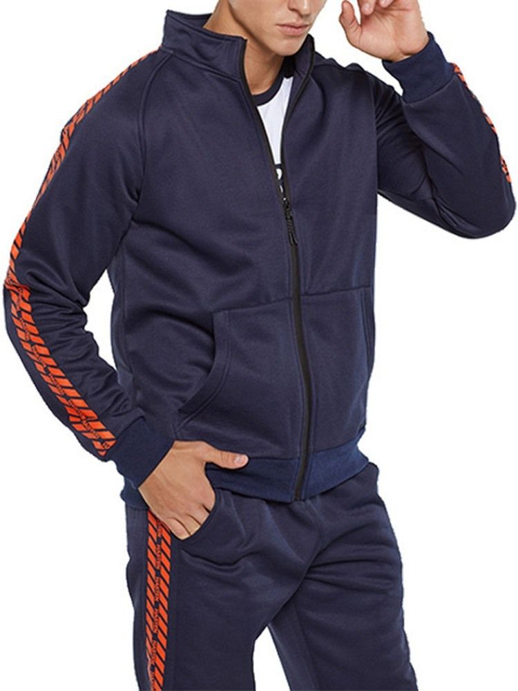 Jacka Casual Color Block Höst Outfit För Män