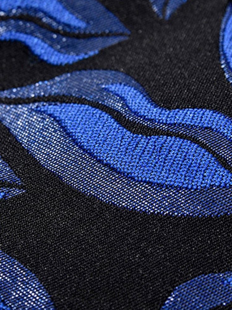 Lapel Print Color Block Herrkostym