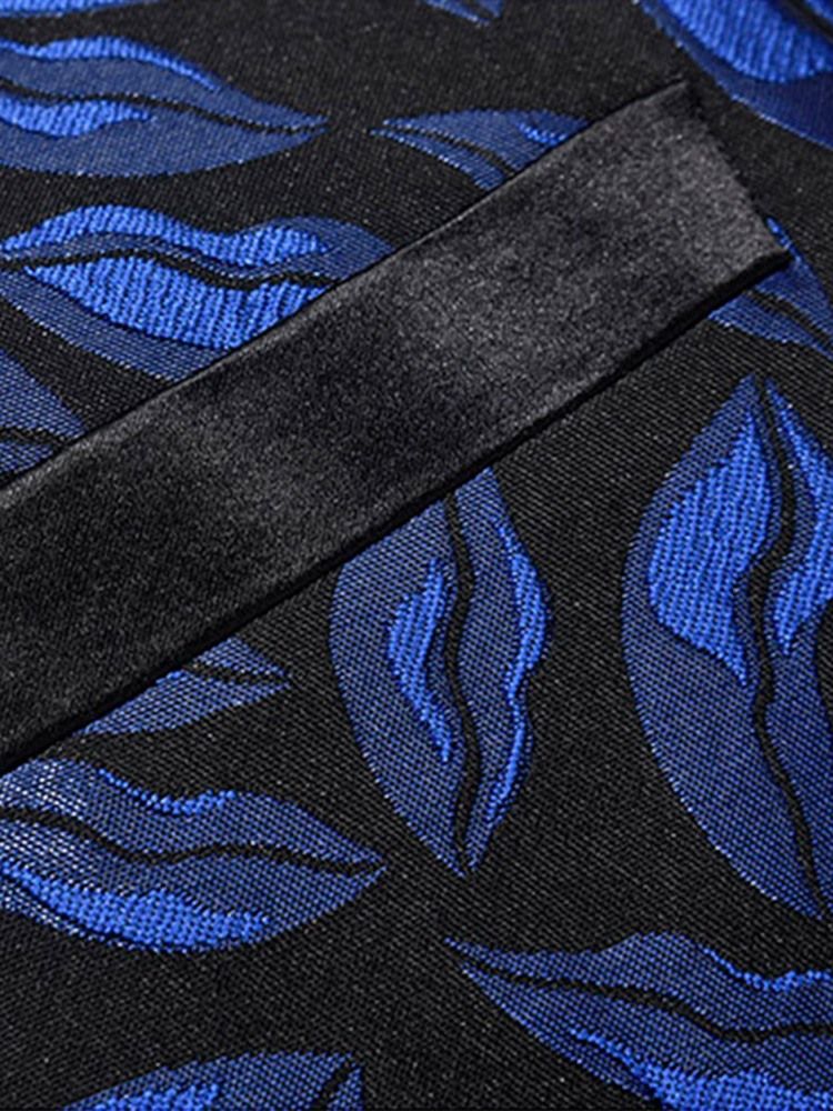 Lapel Print Color Block Herrkostym