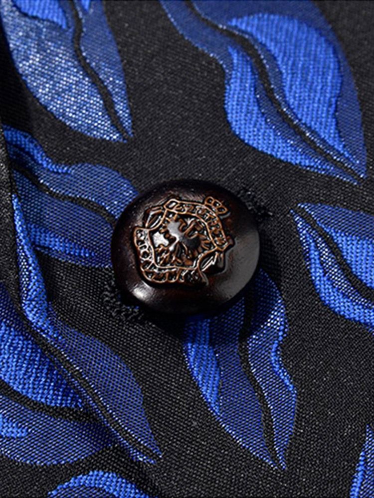 Lapel Print Color Block Herrkostym