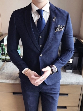 Lapel Slim Fit Enfärgad Bröllopsdräkter I Tre Delar