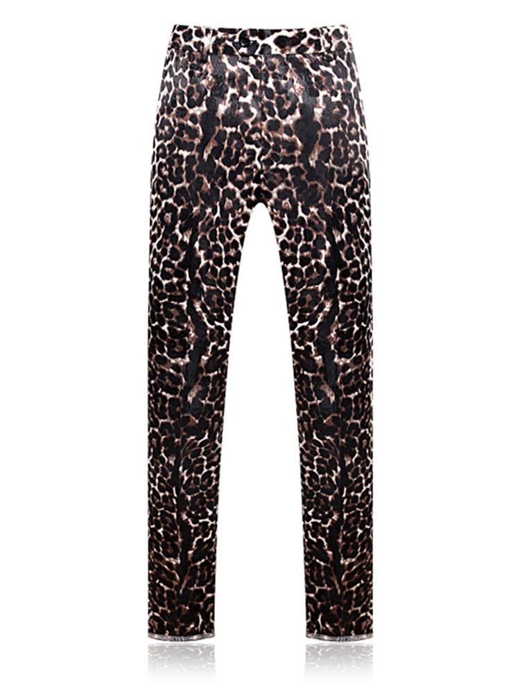 Leopardmönstrat Patchwork Slim Fit Blazerdräkter För Män