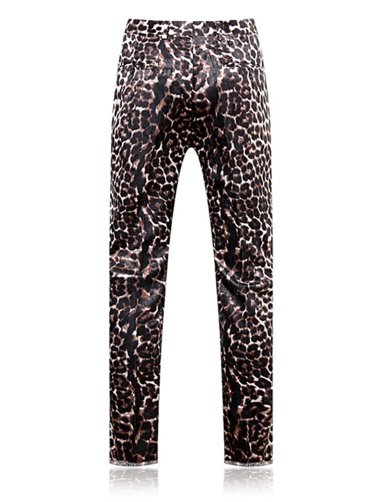 Leopardmönstrat Patchwork Slim Fit Blazerdräkter För Män