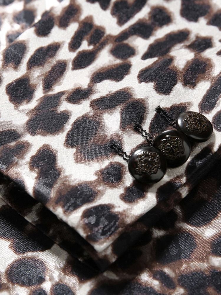 Leopardmönstrat Patchwork Slim Fit Blazerdräkter För Män