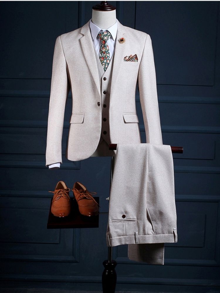 One Button Vogue Tredelad Herrkostym