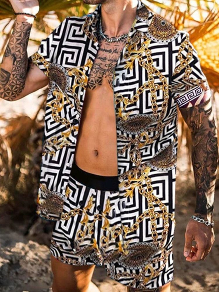 Skjorta Knapp Casual Herrkläder