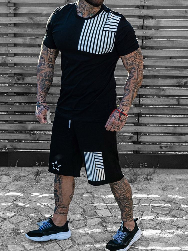 T-Shirt Tryck Randig Herrkläder