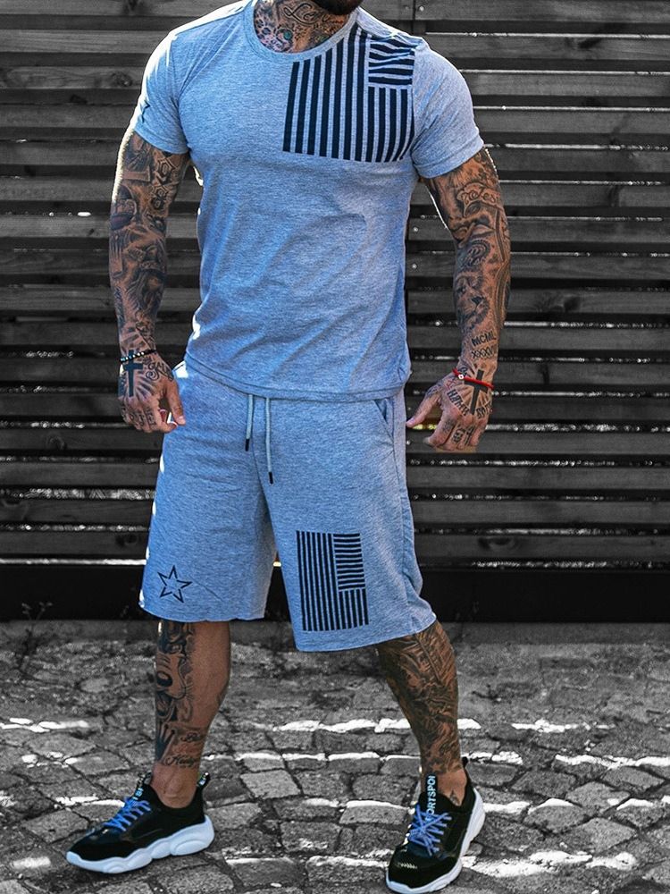 T-Shirt Tryck Randig Herrkläder