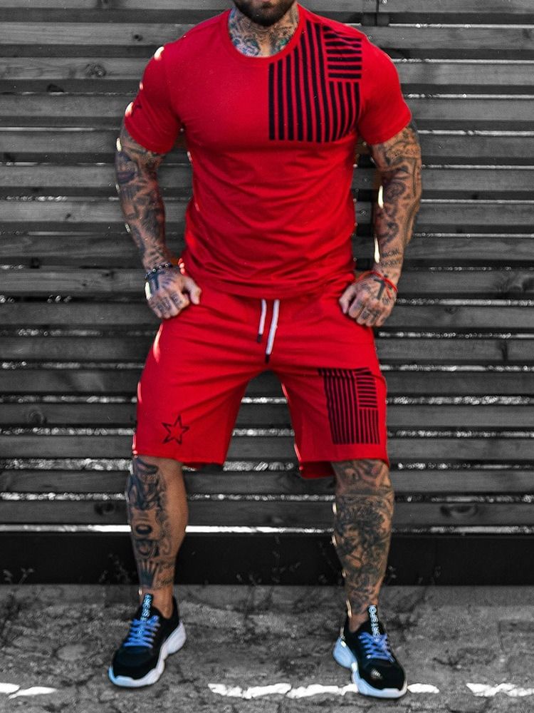 T-Shirt Tryck Randig Herrkläder