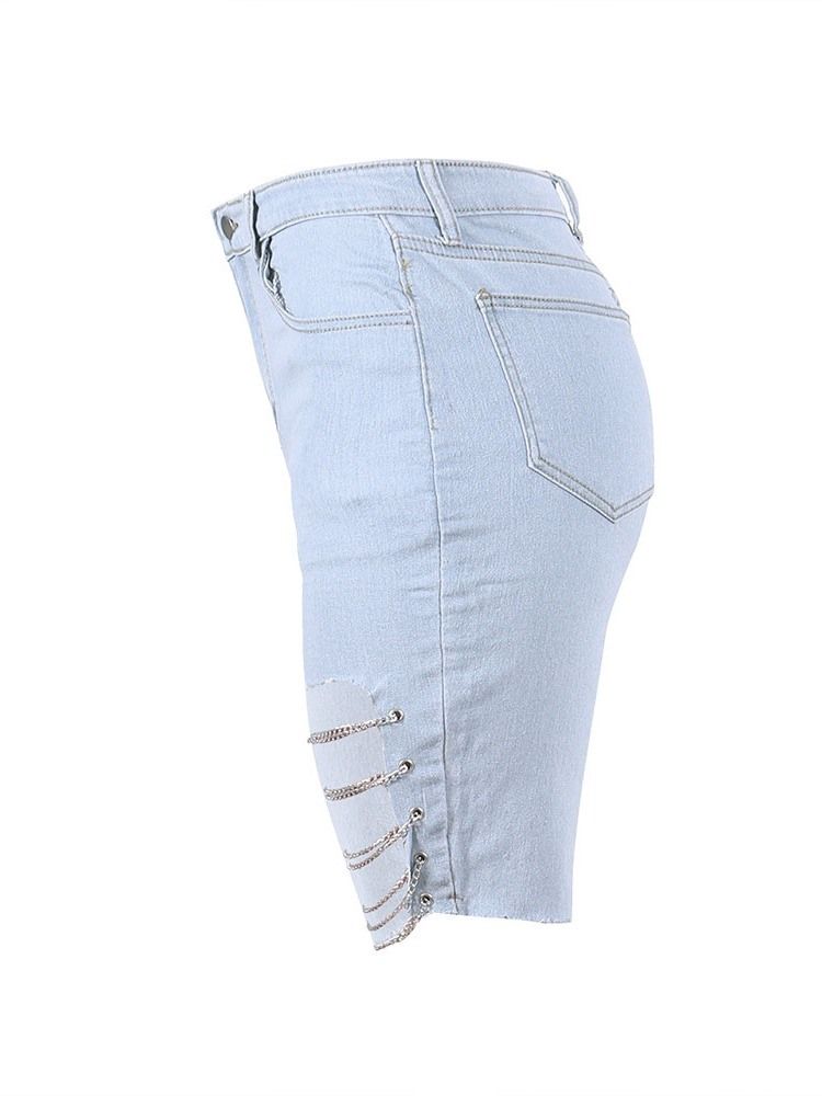 Asymmetrisk Kedja Enfärgade Skinny Shorts