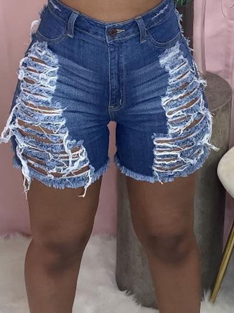 Enkelt Hål Raka Slim Shorts För Kvinnor