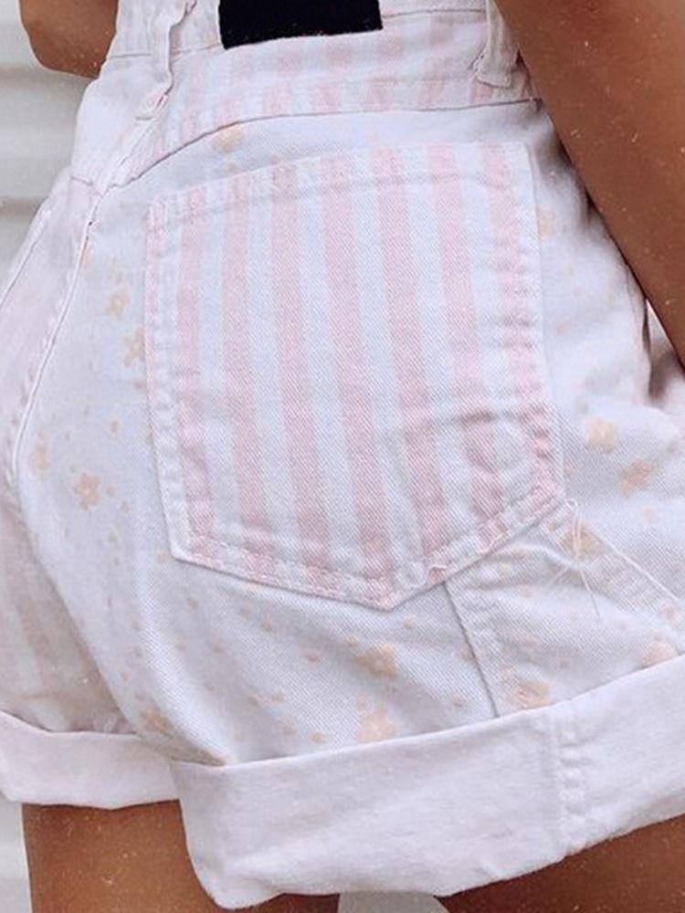 Print Stripe Rak Hög Midja Rak Shorts