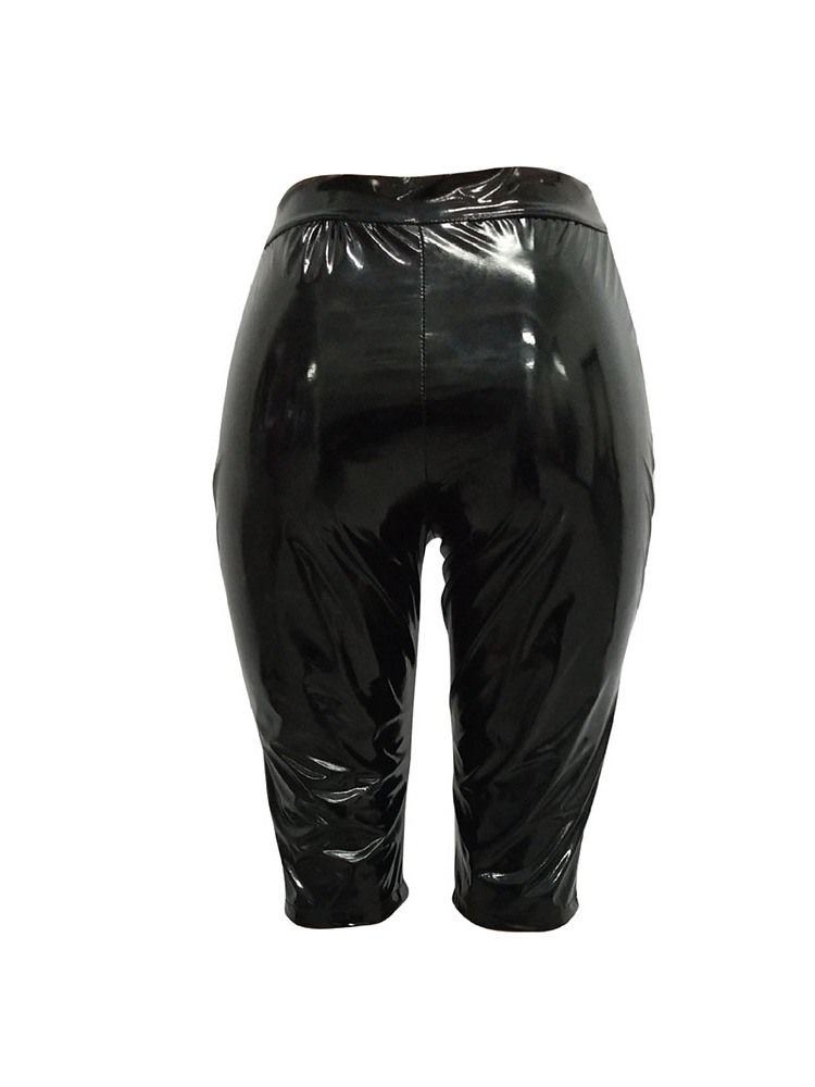 Skinny Midja Shorts Med Enkel Knapp