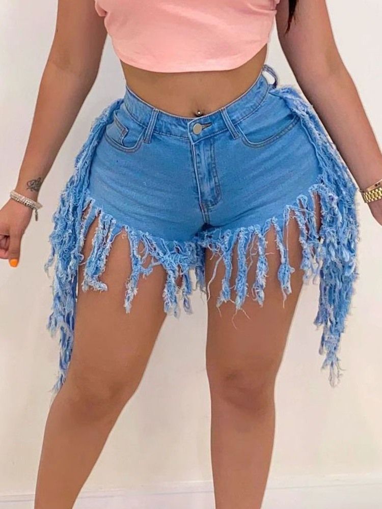 Slimma Jeansshorts För Kvinnor