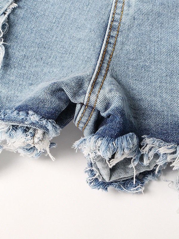 Tassel Slim Zipper Slim Denim Shorts För Kvinnor