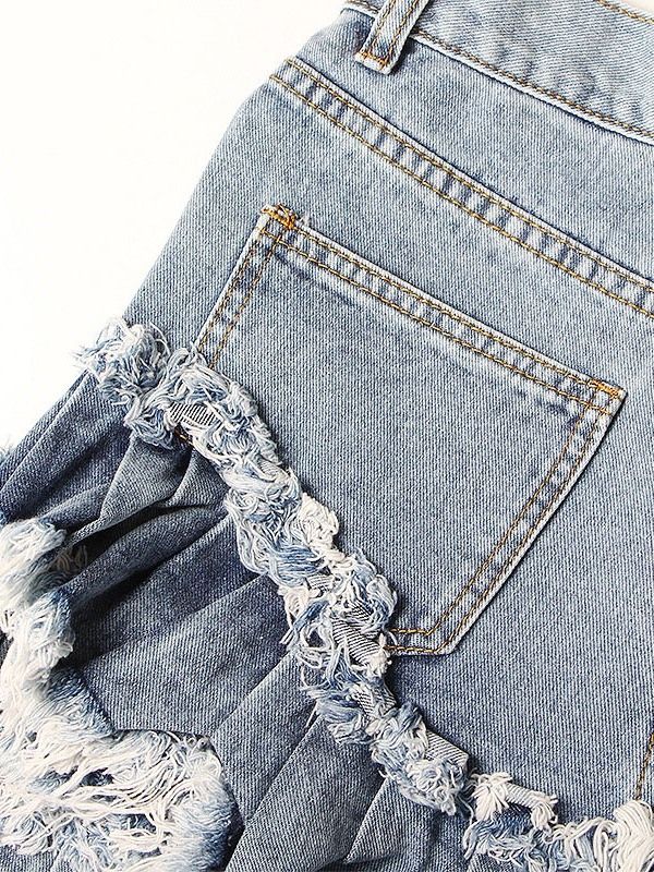 Tassel Slim Zipper Slim Denim Shorts För Kvinnor