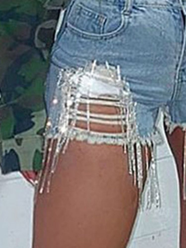 Vanliga Pencil Byxor Tofs Dragkedja Skinny Shorts