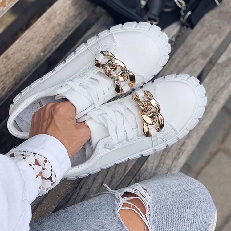 Closed Toe Low-Cut Övre Snea-Up Casual Sneakers