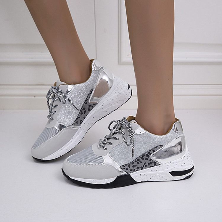 Koreanska Sneakers Med Rund Tå Med Snörning