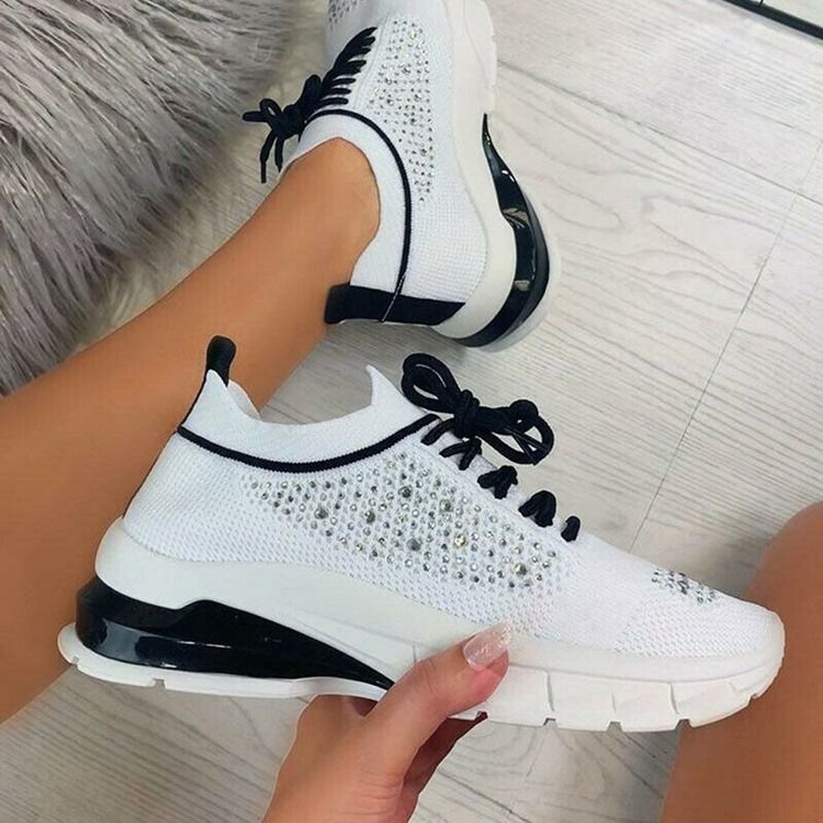 Lågskuren Övre Rund Tå Snörning Utomhus Dam Sneakers