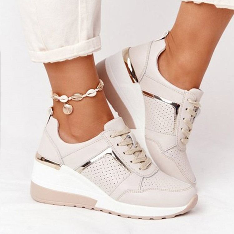 Lågskurna Pu-Sneakers I Övre Rund Tå Med Korsrem