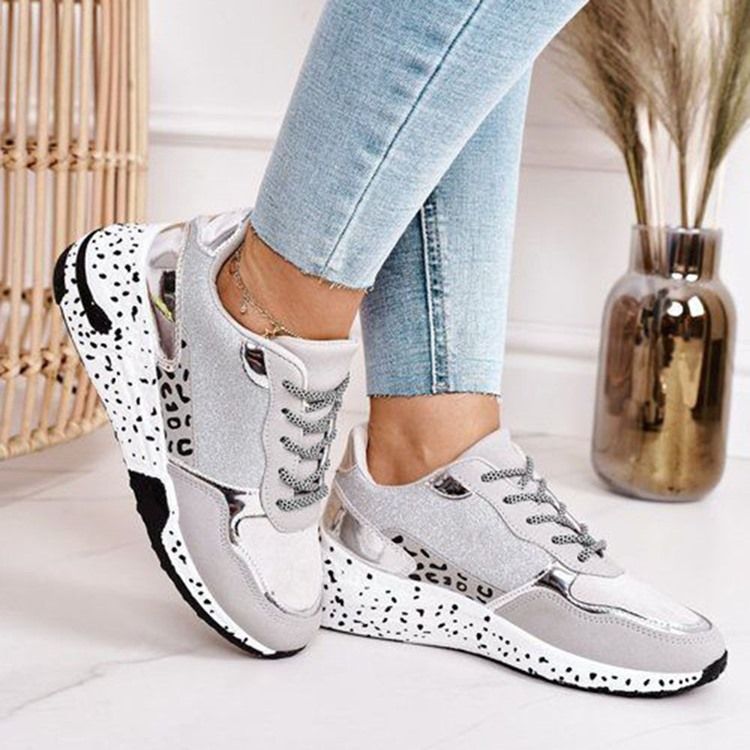 Rund Tå Sneakers Med Kilklack För Kvinnor