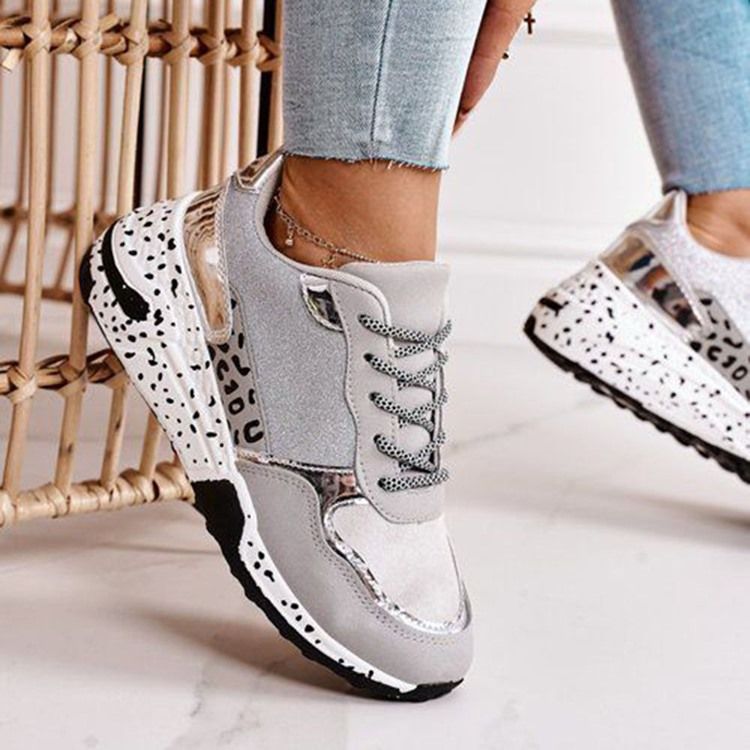Rund Tå Sneakers Med Kilklack För Kvinnor