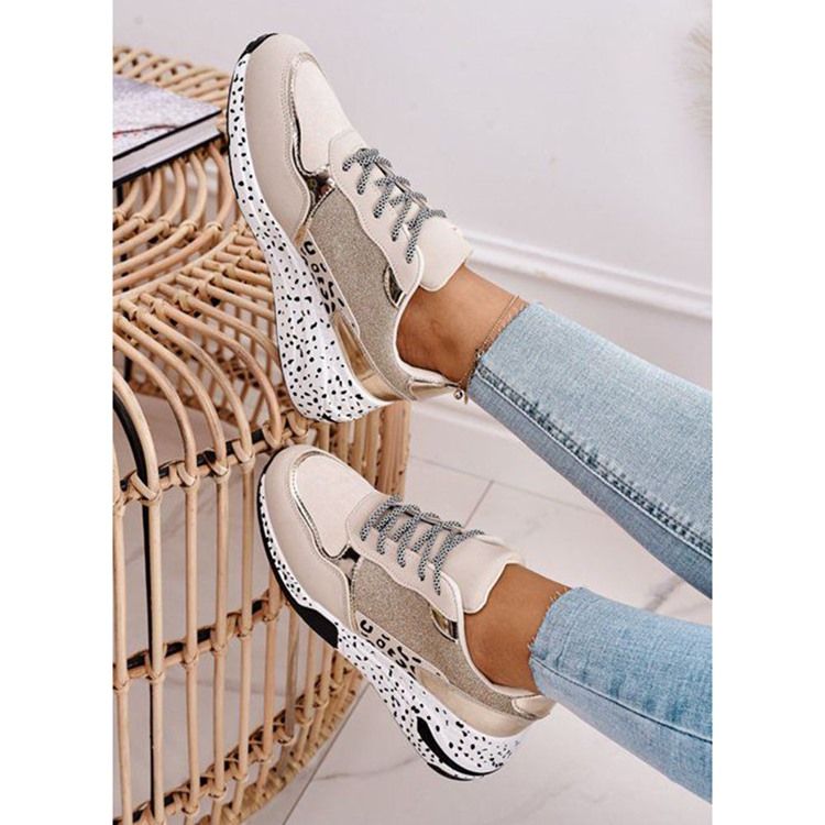 Rund Tå Sneakers Med Kilklack För Kvinnor