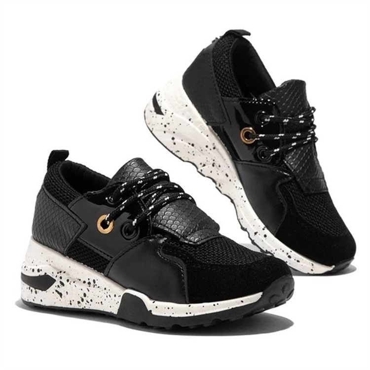 Rund Tå Snörning Candy Color Pu Sneakers