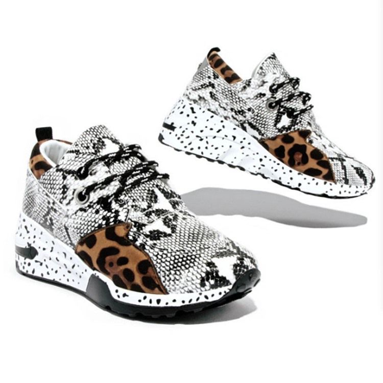 Rund Tå Snörning Candy Color Pu Sneakers