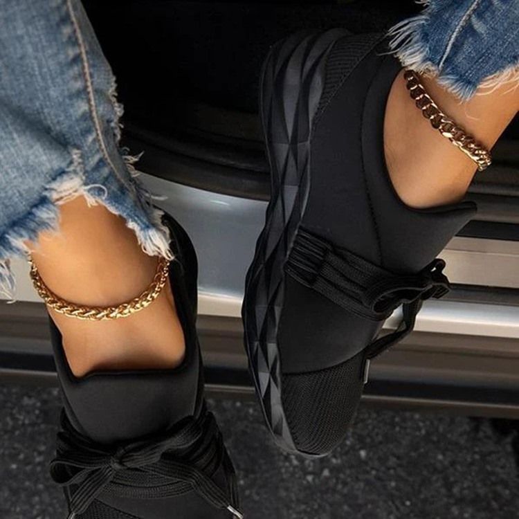 Snörning Slip-On Rund Tå Casual Tunna Skor