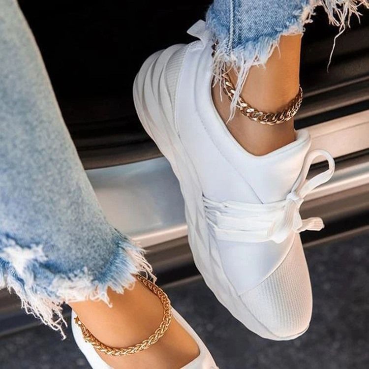 Snörning Slip-On Rund Tå Casual Tunna Skor