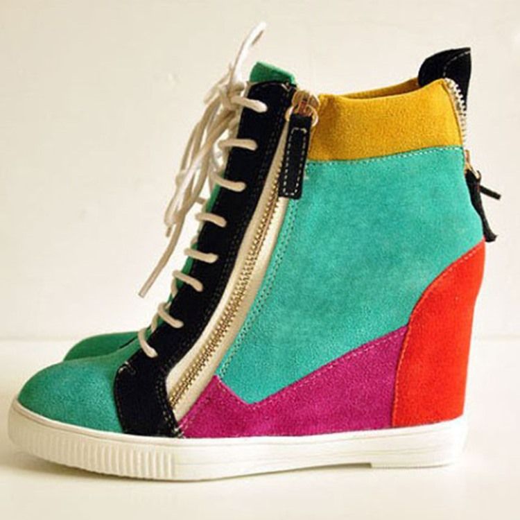 Tråd High-Cut Övre Dragkedja Casual Dam Sneakers
