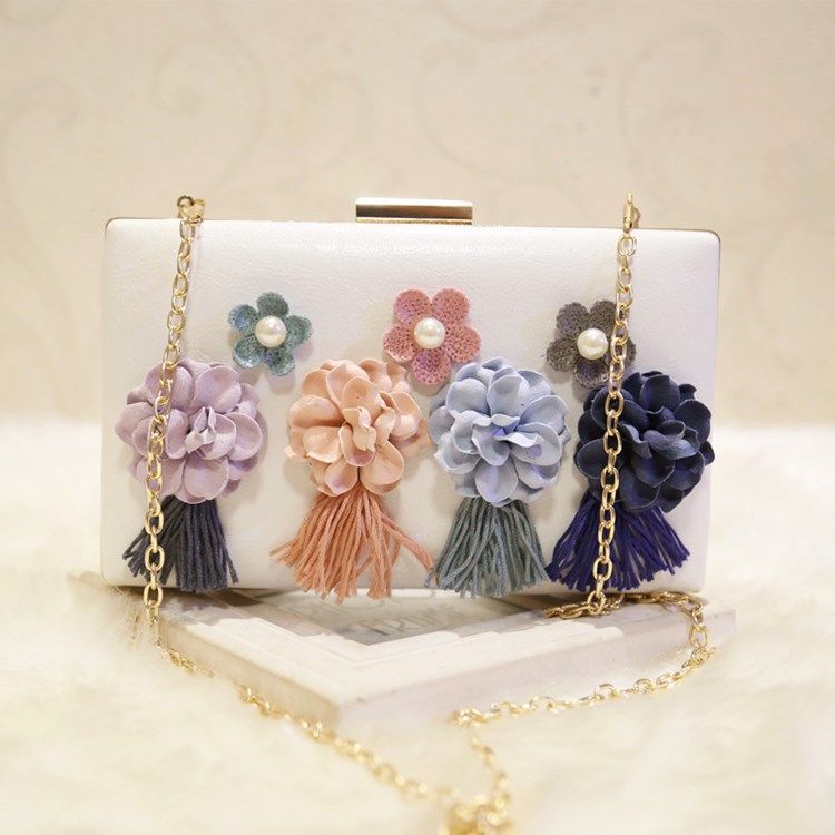 Blommig Pärlor Rhinestone Dekoration Clutch